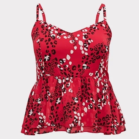 TORRID Leopard Print Red peplum tank top shirt women’s plus 4X new with tags - Picture 1 of 9